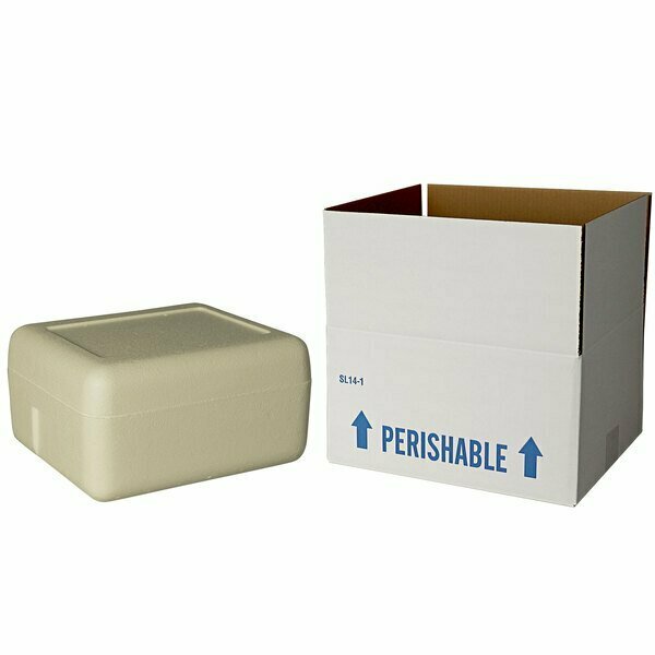 Plastilite Insulated Shipping Box with Biodegradable Cooler 12 1/4'' x 10 7/8'' x 5'' - 1 1/2'' Thick 451RSL14CPLT